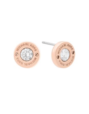 MICHAEL KORS Haute Hardware Crystal Stud Earrings, Rose Golden | ModeSens