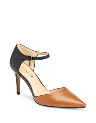 Coach Seline Two-Piece Pointy-Toe Pumps In Saddle/Black | ModeSens
