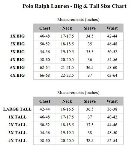 Ralph Lauren Size Chart Shirt | wordacross.net