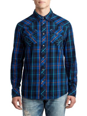 true religion plaid western shirt