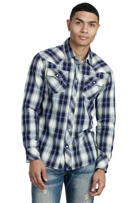 MENS PLAID WESTERN BUTTON UP SHIRT