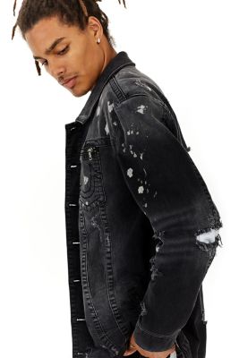 MENS DISTRESSED PAINT SPLATTER TURNER DENIM JACKET