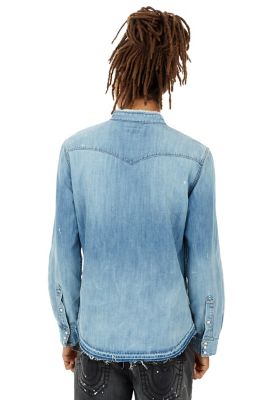 MENS RAW EDGE WESTERN DENIM SHIRT