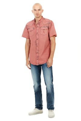 MENS DISTRESSED WESTERN BUTTON UP SHIRT True Religion