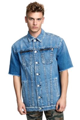 mens denim cut off jacket