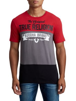 true religion black and red shirt