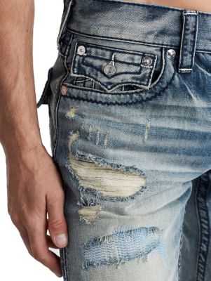mens ripped repaired jeans