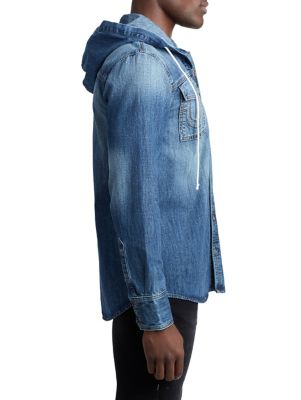 MENS BUTTON UP DENIM SHIRT W/ HOOD True Religion