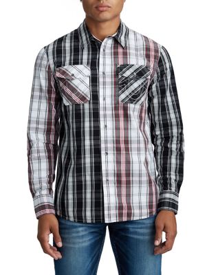 MENS PANEL PLAID BUTTON UP SHIRT - True Religion