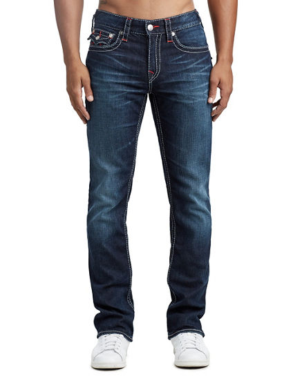True Religion straight leg 5 button pockets distressed cameo blue jeans 31x31