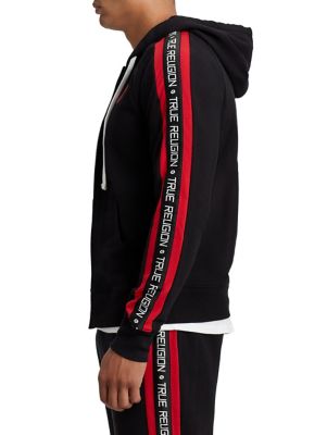 red and black true religion hoodie