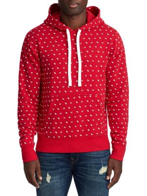 true religion red and white hoodie