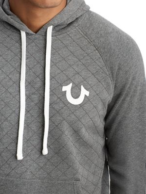 MENS QUILTED RAGLAN PULLOVER HOODIE