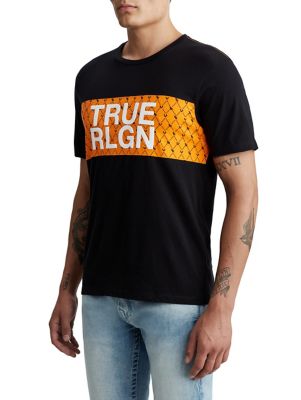 black and orange true religion shirt
