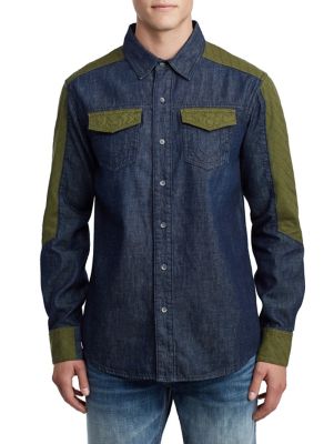 quilted denim shirt