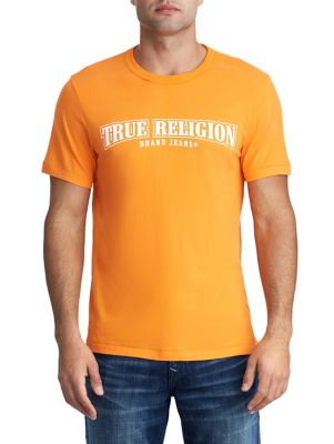 yellow and black true religion shirt