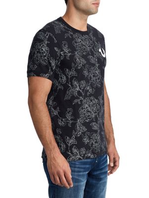 MENS METALLIC FLORAL GRAPHIC TEE