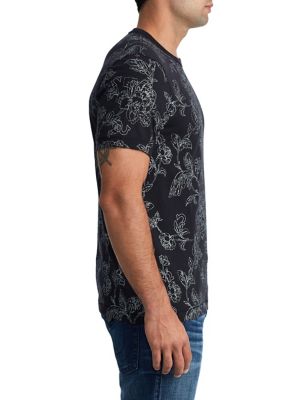 MENS METALLIC FLORAL GRAPHIC TEE