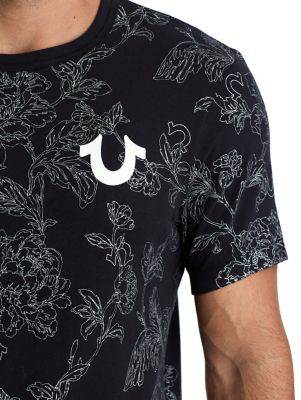 MENS METALLIC FLORAL GRAPHIC TEE
