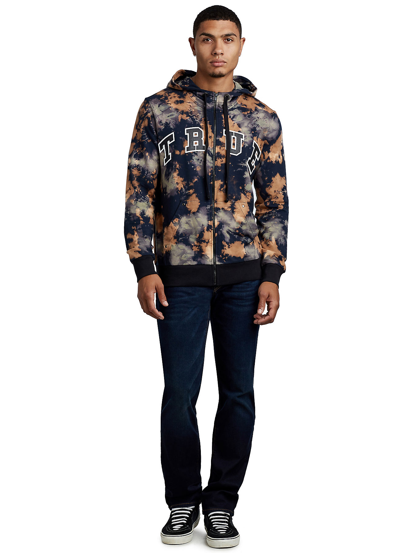MENS TIE DYE ZIP UP HOODIE
