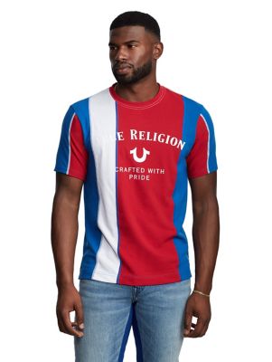 red and blue true religion shirt