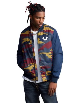 true religion camo bomber jacket