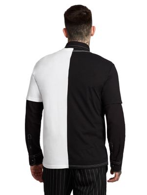 split black and white jeans