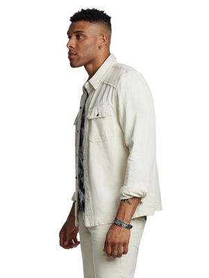 grey shirt denim jacket