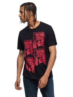 true religion black and red t shirt