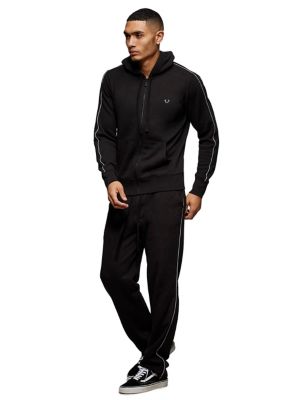 METALLIC STRIPE ZIP HOODIE