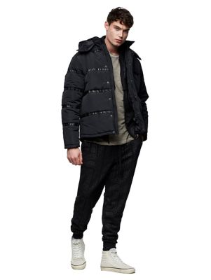 closure london mens racer logo puffer jacket black