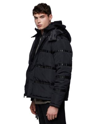closure london mens racer logo puffer jacket black