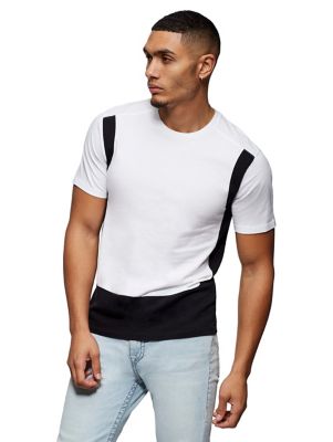 color block stitch trim crop tee