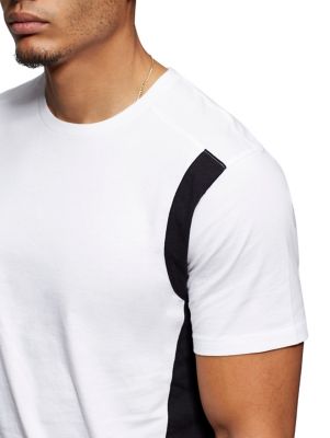 color block stitch trim crop tee