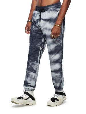 blue tie dye track pants