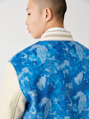 LEATHER TIE DYE VARSITY JACKET