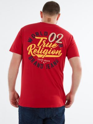 true religion black and red t shirt