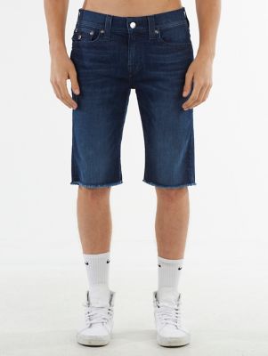 true religion ripped jean shorts mens