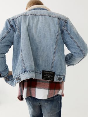 denim jacket with faux shearling