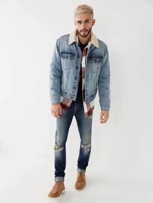 FAUX SHEARLING DENIM JACKET