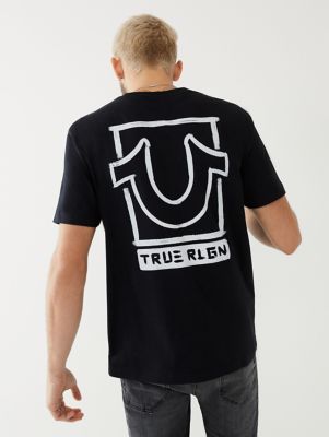 red and blue true religion shirt