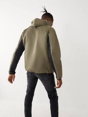 nylon windbreaker with flannel lining