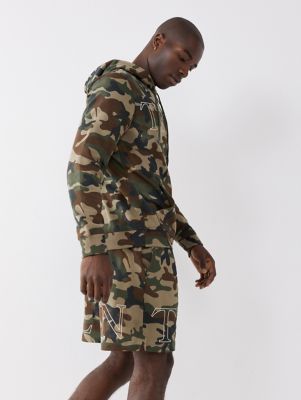 mens camo sweat shorts