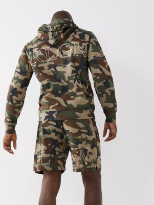 mens camo sweat shorts