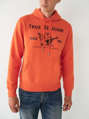 True Religion Men's Classic Logo Zip Up Hoodie Red XL