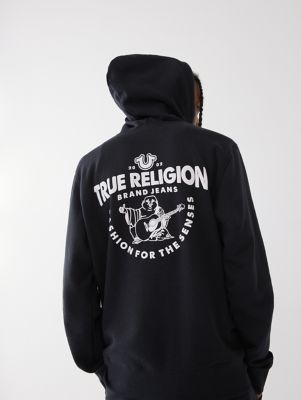 True Religion Men's Buddha Logo Zip Hoodie, Oatmeal, XL