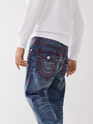 Stitching Jeans  Pants - Korean Men's Loose White Jeans Fashion