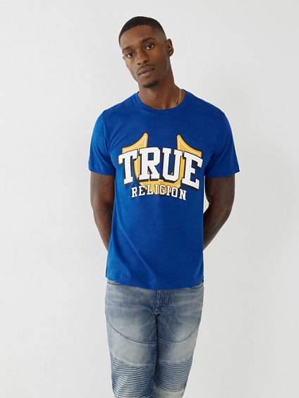 True+ReligionTrue Religion T-Shirt à Bords Bruts rayés Noirs et crème 