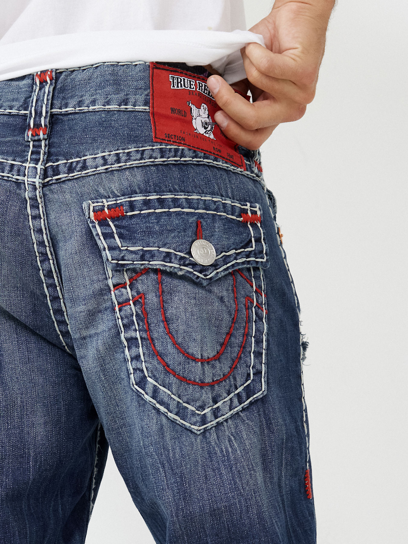 トゥルーレリジョン デニムパンツ ボトムス メンズ Men's Ricky Triple Logo Straight Super T Jeans  Scopes Light Wash 通販
