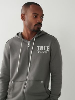 True Religion Men's Edgy Logo Zip Up Hoodie